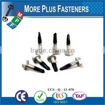 Taiwan #12-14 x 3/4" Hex Unslotted Hex Washer Head Epoxy #3 410 Stainless Steel Bonded Sealing Washer Self-Drilling Screw