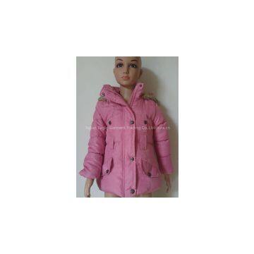 2015Medium Style Pure Color girls Cotton-Padded Clothes With Fur Collar