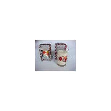 Glass Lavender Votive Candle Holders Empty Candle Jars With Tree Printing