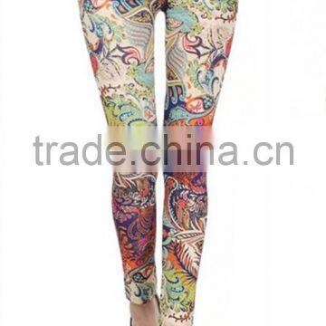 Sexy Cashew Flowers Milk Silk Printed Skinny High Elastic Leggings photo-2