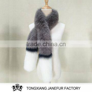 Modern Long Hair Genuine Fox Fur Accessory Lady Winter Fur Scarf