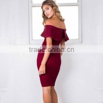 New Women Ladies Elegant Sexy Flounced Off Shoulder Bodycon Slit Side Pencil Eve Club Party Dresses Bandeau Summer Dress photo-5
