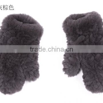 YR568 Winter black Rex rabbit fur fingerless gloves