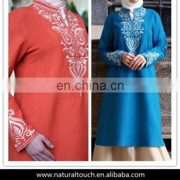 High Quality Muslim Women Embroidery Long Sleeves Tunic(16042101)