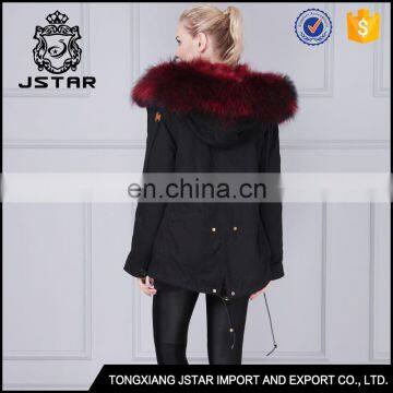 New arrival soft touching womens khaki parka fur parka with real fur