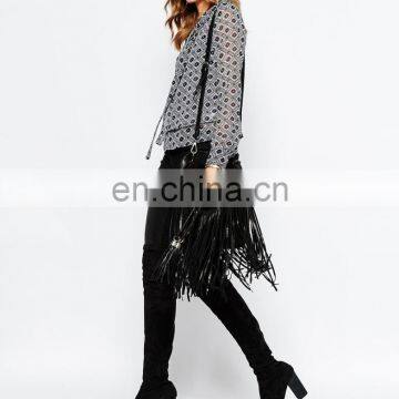 Guangzhou Garment Factory Thin Fabric Long Sleeve Woman Blouse Ladies Designs