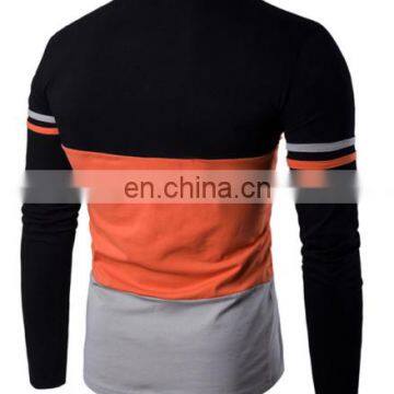 China OEM/ODM Men's Trend Long Sleeve T-shirt Stitching Sweatshirt Round Neck Hit Color photo-2