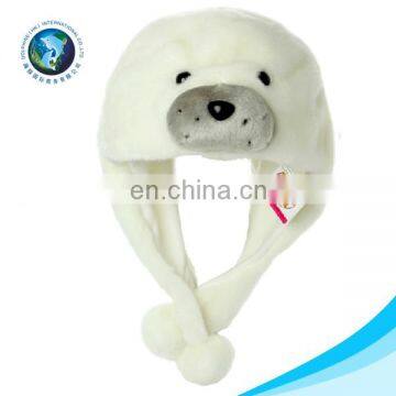 Best selling cute seal hat promotional animal cap real rabbit fur hat