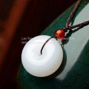 Diayam Natural Xinjiang Kunlun Jade Jade Buckle Jade Lovers Couple Jade Fall White Jade photo-4