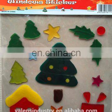 OEM Wholesale Customized Design Magic Removable Santa Claus Christmas Tree Jelly gel gems Art Glass Window Sticker