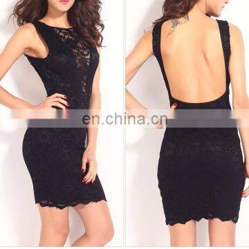 sexy women open back lace dress