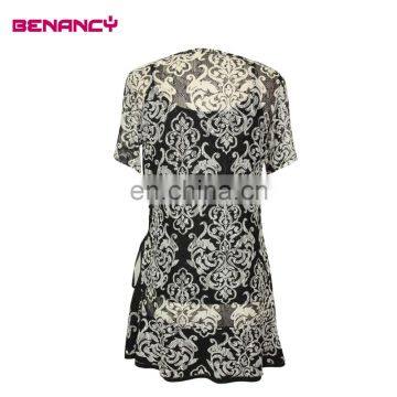 Wholesale Abstract Print Twist Slim Fit For Old Ladies Tunic Top photo-2