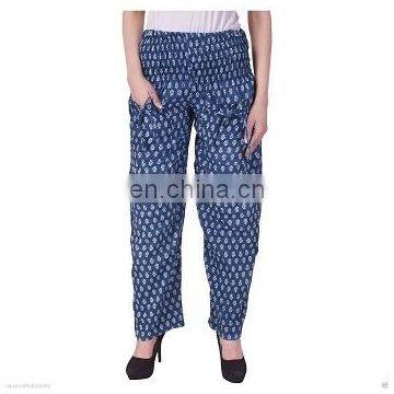 Hand Block Print Cotton Trouser, women Yoga Trouser Indigo Blue Alibaba pants