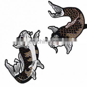Chinese styleHigh quality sequin Carp patches/sequin applique Carp embroidery patch in stock for accessories hat, bag, clothes,