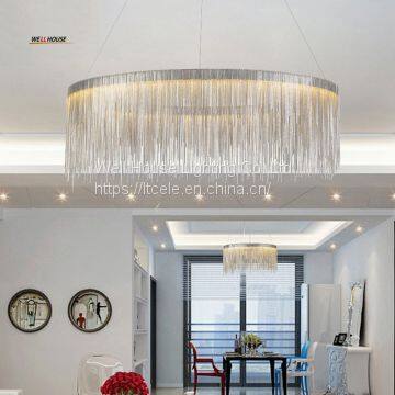 Post modern Luxurious pendant lamp Creative Fringed Aluminum Chrome Chain Led hanging Light Living Room Restaurant