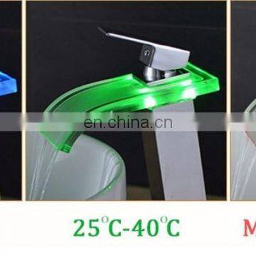 Bathroom 3 Color Changing LED Basin Faucet Water Powered Single Handle Mixer Tap photo-4