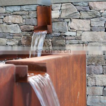 Laser cut corten steel free-standing wall water feature