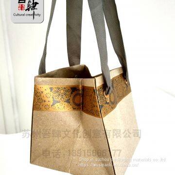 Trapezoidal flower foldable handbag   Kraft Paper Gilding, no adhesive bonding Five stars