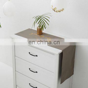 RAWHOUSE Design Rectangle Cotton Withe Gray Canvas Dining Table Runner photo-2