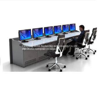 New Design Customized Industrial Broadcast Sheet Metal Fabrication Security Control Room Console Command Center Furniture Monitor Console Equipment Console Worktop Operating Platform Industrial Control Operating Desk With LED Lamp photo-4