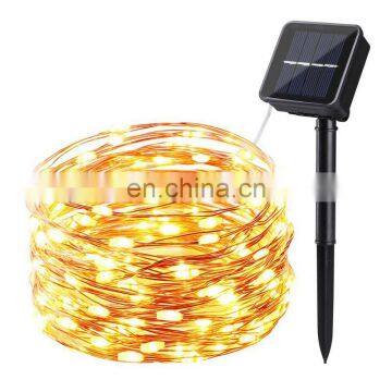 10M/100leds Waterproof LED Light Copper Silver  Wire Outdoor Garden Led Solar String Light