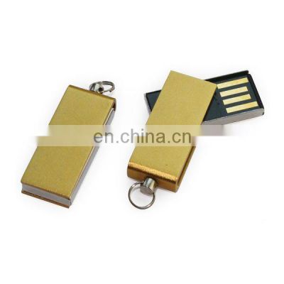 Super mini mental swivel usb flash drive oem logo pen drive metal laser printing memory sticker disk