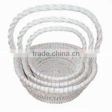 Round White Wicker Basket