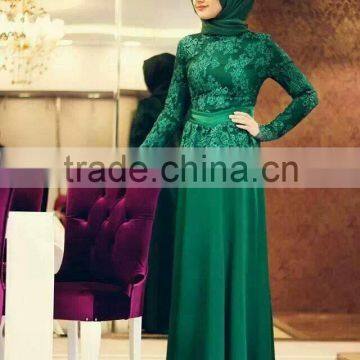 Beautiful Green Lace Top Long Sleeve Evening Dresses From Dubai