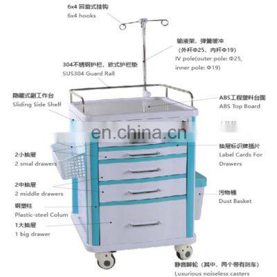 Advanced   ABS  hospital emergency  trolley medicine trolley