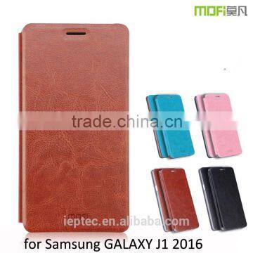 MOFi Mobile Housing for Samsung GALAXY J1 2016, J120F, PU Leather Flip Celualr Coque Back Cover Case for Samsung J1 2016