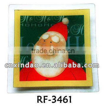 Professional Christmas Designed Glass Fruit Plate with Sqaure Shape for Glass Plate Wholesale