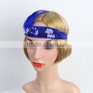 Christmas/Halloween/Party Costume Blue Feather Sequin Headpiece Headband photo-5