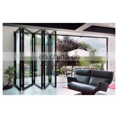 American Modern style interior aluminum frame BI-folding sliding tempered glass and handles door