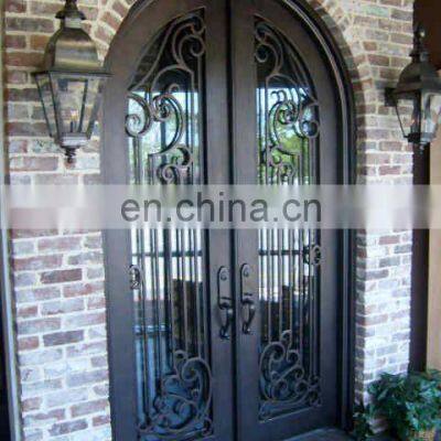 Customized Villa Popular Grill Designs Durable Profile Front Wrought Iron Double Door photo-4