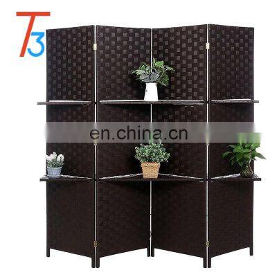 4 panel divider sliding wall wooden foldable living room screen