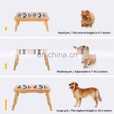 Elevated Adjustable Dog Bowl Pet Feeding Station With Stainless Steel Bowls Raised Dog Bowl for Dogs photo-4