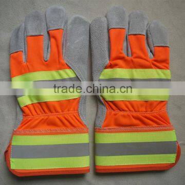 10.5"AB Grade Cow Split Leather Working Gloves, Reflective Leather Safety Gloves, Larbor Gloves, Garden Gloves photo-3