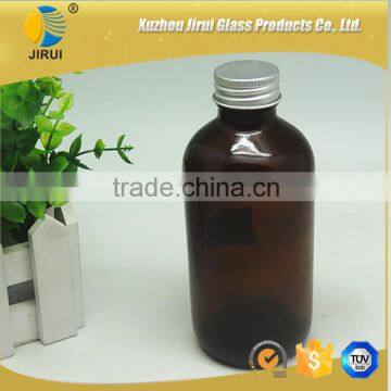 250ml amber boston glass bottle with silver cap