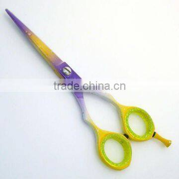 Hair Scissors Yellow & Purple Color Coated 5.5"