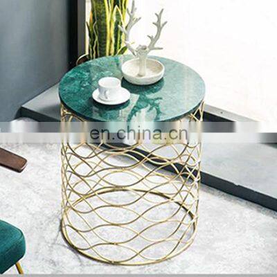 Cheap Living Room Gold Base Round Marble Top Modern Metal Gold Round Coffee Table Set photo-4
