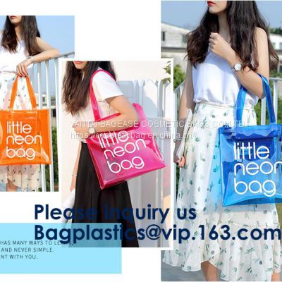 Promo PVC Plastic Shopping Handle Bag, Handling clear pvc blanket bags, handle reusable clear vinyl pvc cosmetic bags for shopping