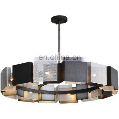 Simple Nordic designer metal light luxury model room hotel living room black creative chandeliers