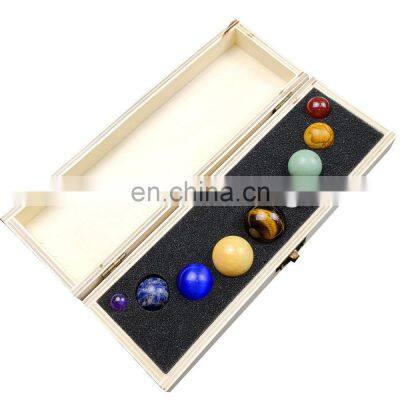 Semi-Precious Stone Crafts Gift Set Semi Precious Stones Crystal Ball Sphere Planet Stone Set Gift Box photo-3