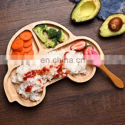 Natural Eco Friendly Elephant Modeling Baby Bamboo Suction Plate