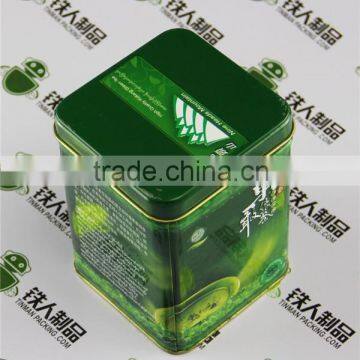 Empty metal tinplate case green tea tin box for packaging