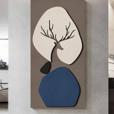 Art in bulk Elk living room corridor vertical hanging painting high-quality sandstone texture mural 11
