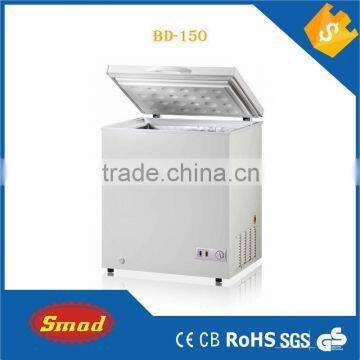 155L Top open door chest freezer,deep freezer with lock&key,interior lamp,inner glass door