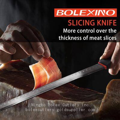 HAM MUTTON SAUSAGE BACON SLICERS CHINA SLICING KNIFE SERRATED Salmone Flutes Edge CHINO CUCHILLO JAMONERO photo-3