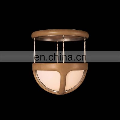 Modern luxury hotel living room decorative brass and glass ball leather chandelier ceiling lamp  REPRISE