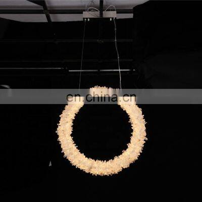 Modern Hanging Lighting Luxury Circle Rings Pendant Light Ceiling Chrome LED Crystal Chandelier photo-2